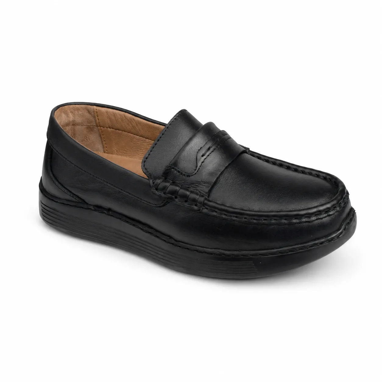 Moccasin pour homme confort R113 noir cuir 